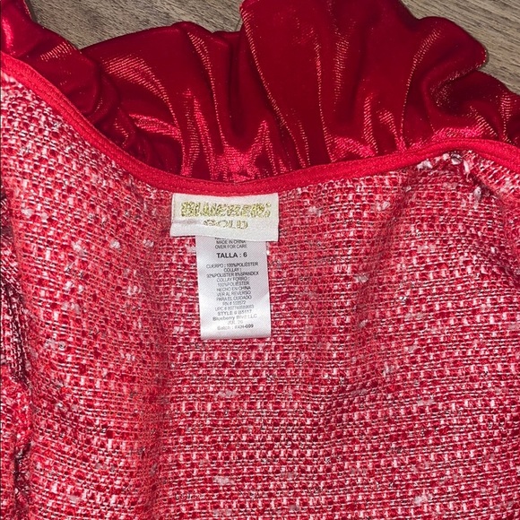 Red Tweed Coat with Velvet Accents - Picture 7 of 8